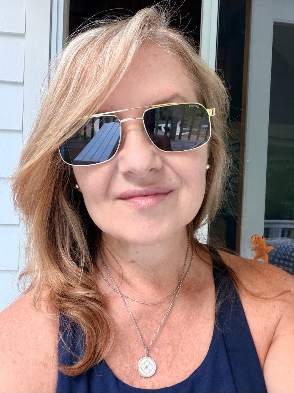 Women's Gold Aviator Sunglasses with Dark Lenses with case